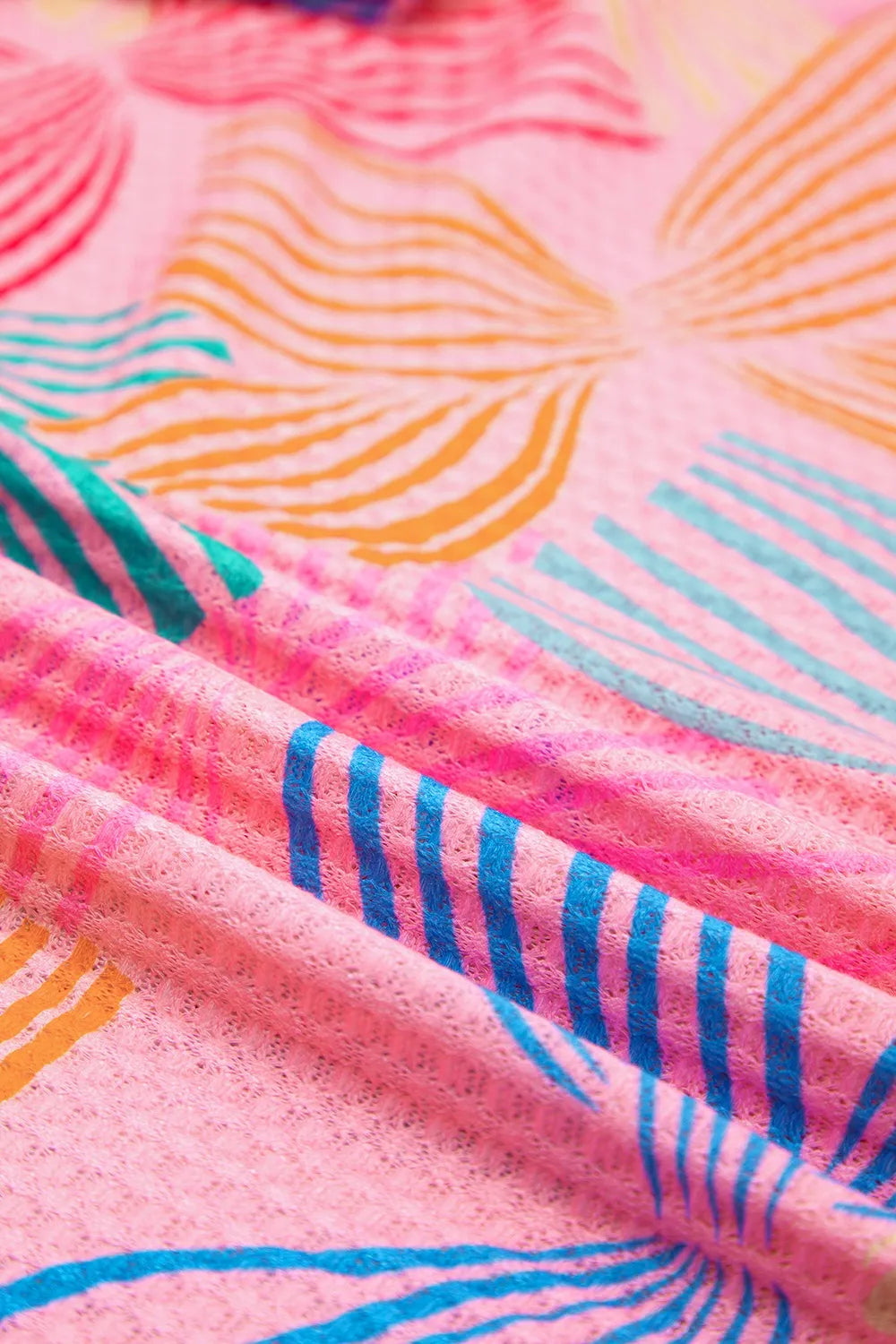 Printed Waffle Knit Oversized T-Shirt