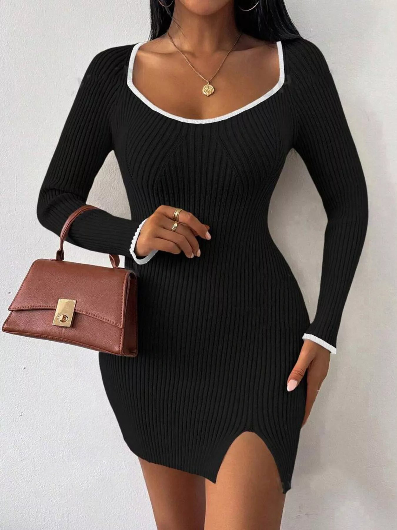 Ribbed Knit Bodycon Sweater Dress