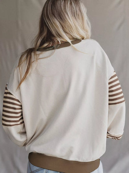 Contrast Striped Long Sleeve Sweatshirt