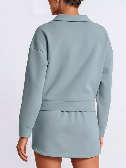 Dropped Shoulder Top and Skirt Set