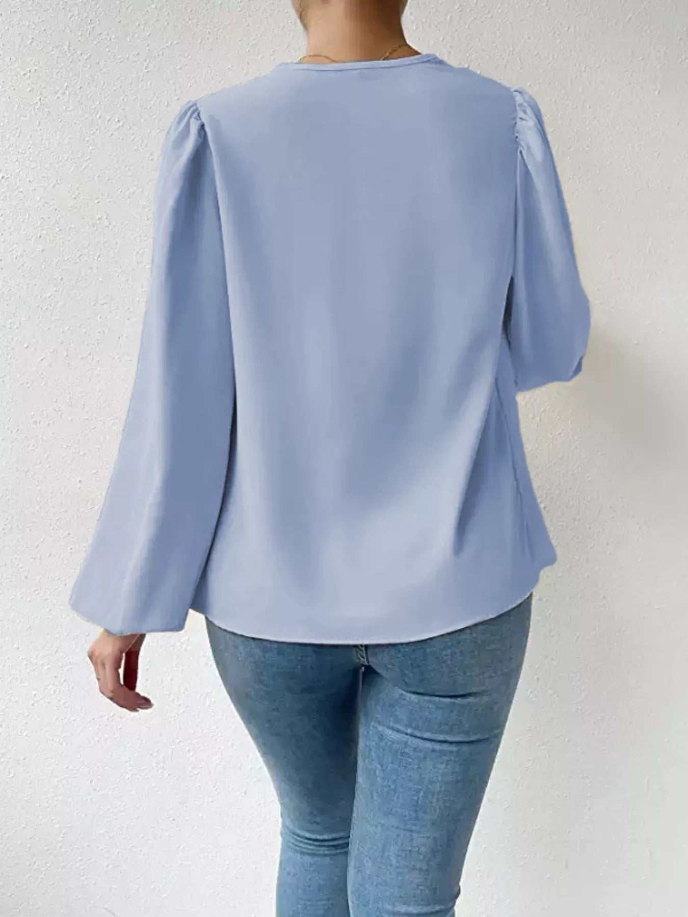 Full Size Cowl Neck Balloon Sleeve Blouse Plus Size