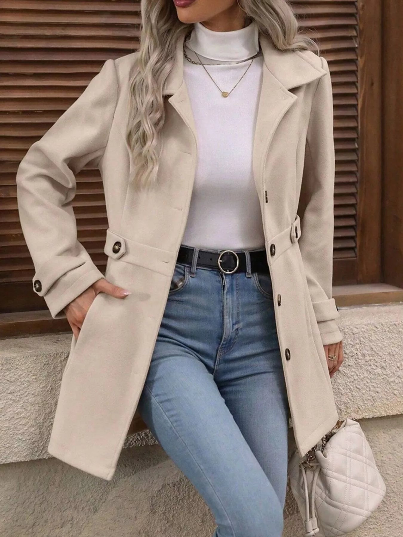 Button Up Long Sleeve Coat