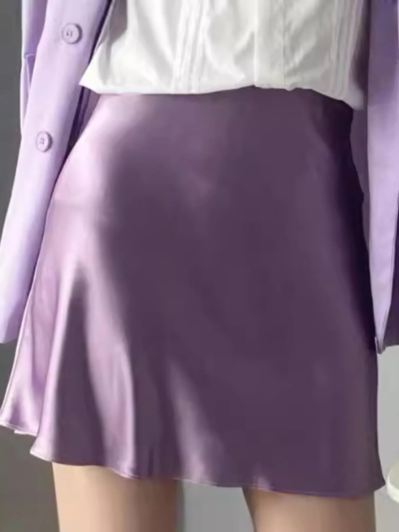 Satin Mini Skirt Violet