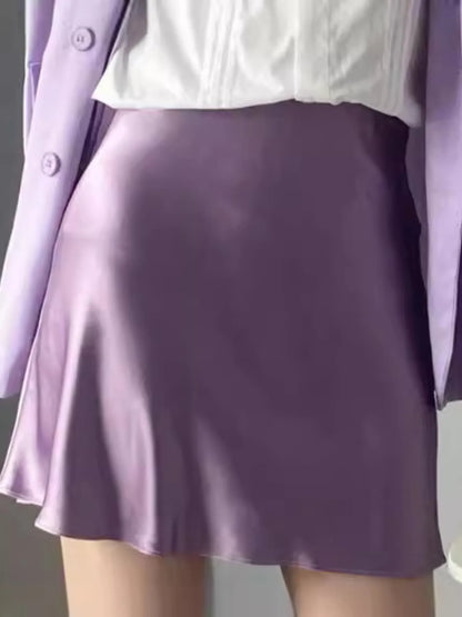 Satin Mini Skirt Violet