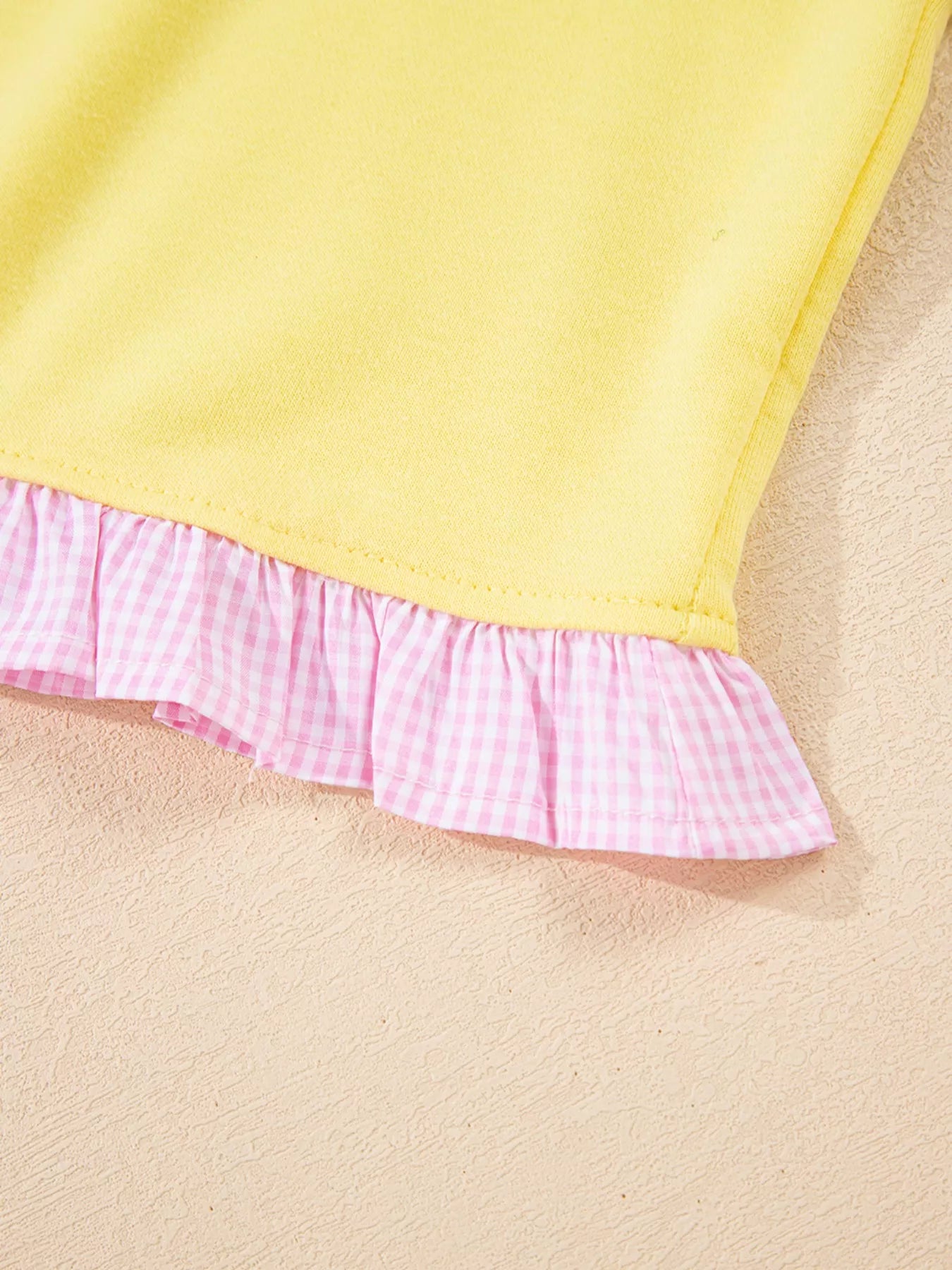 Contrast Frill Hem Round Neck Top and Shorts Set