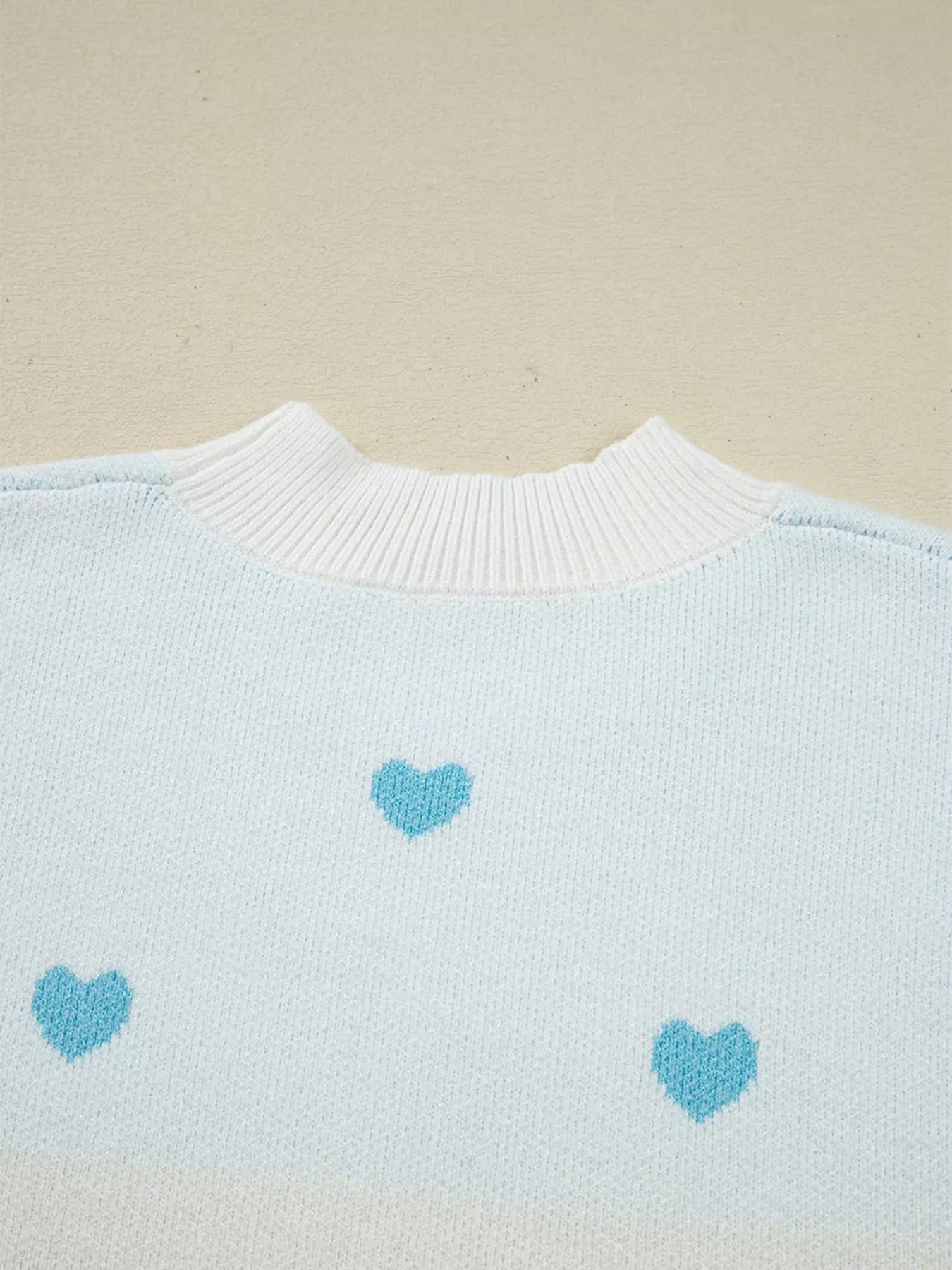 Multicolour Heart Pattern Dropped Shoulder Sweater