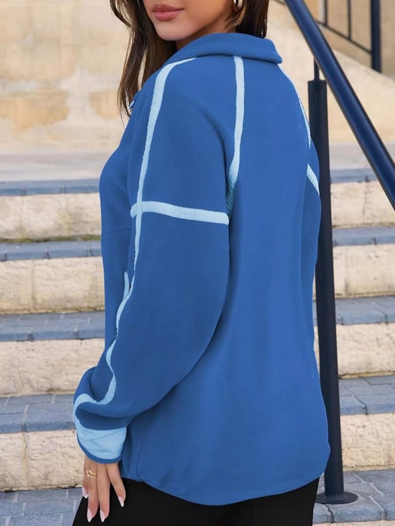 Half Zip Dropped Shoulder Sweatshirt