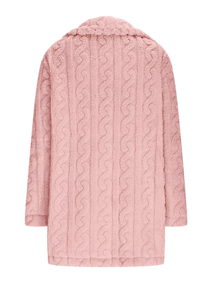 Double-Breasted Fleece Longline Coat