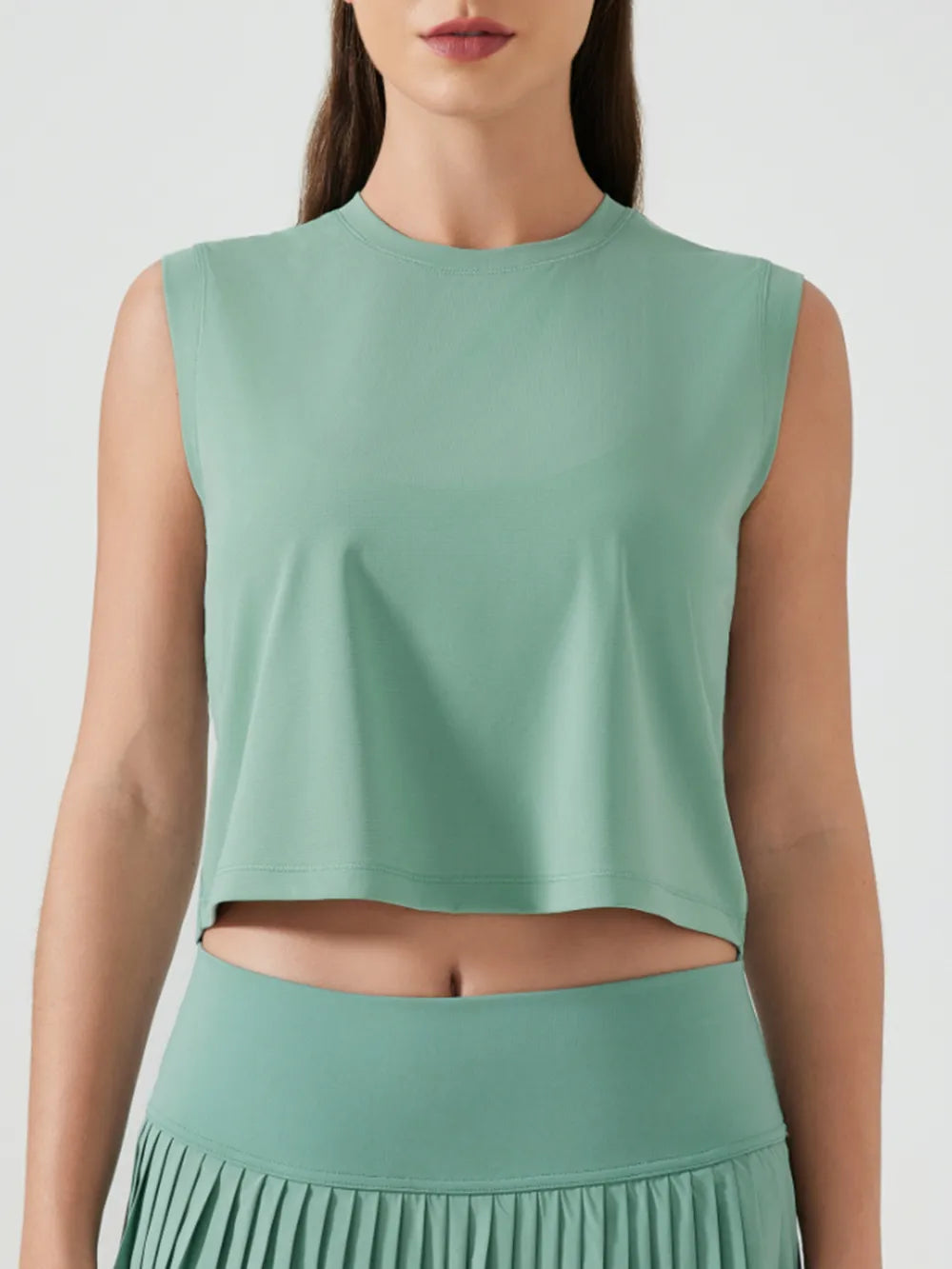 Millennia Round Neck Cropped Active Tank