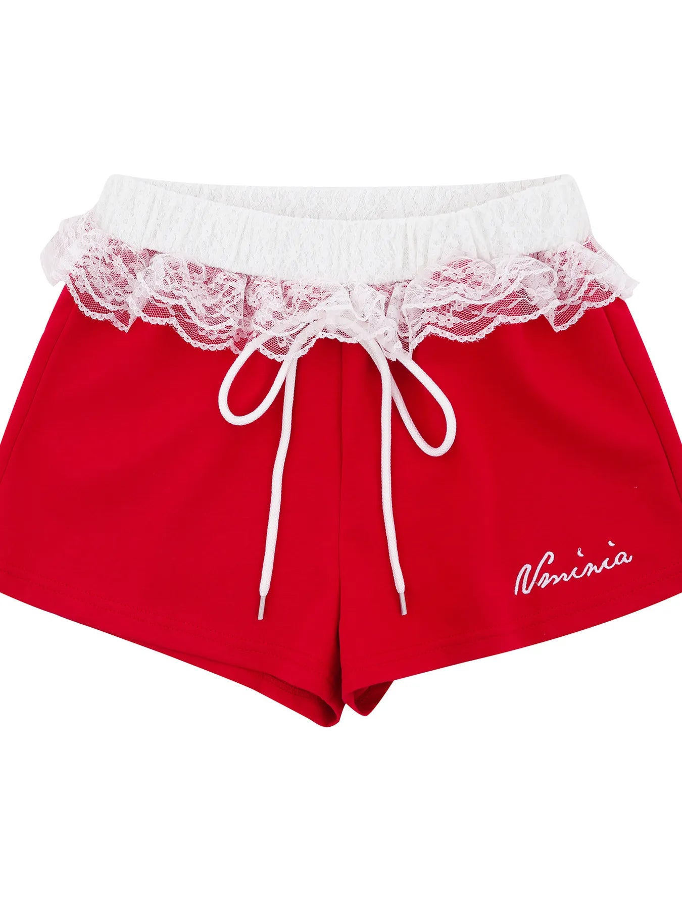 Lace Detail Shorts Red
