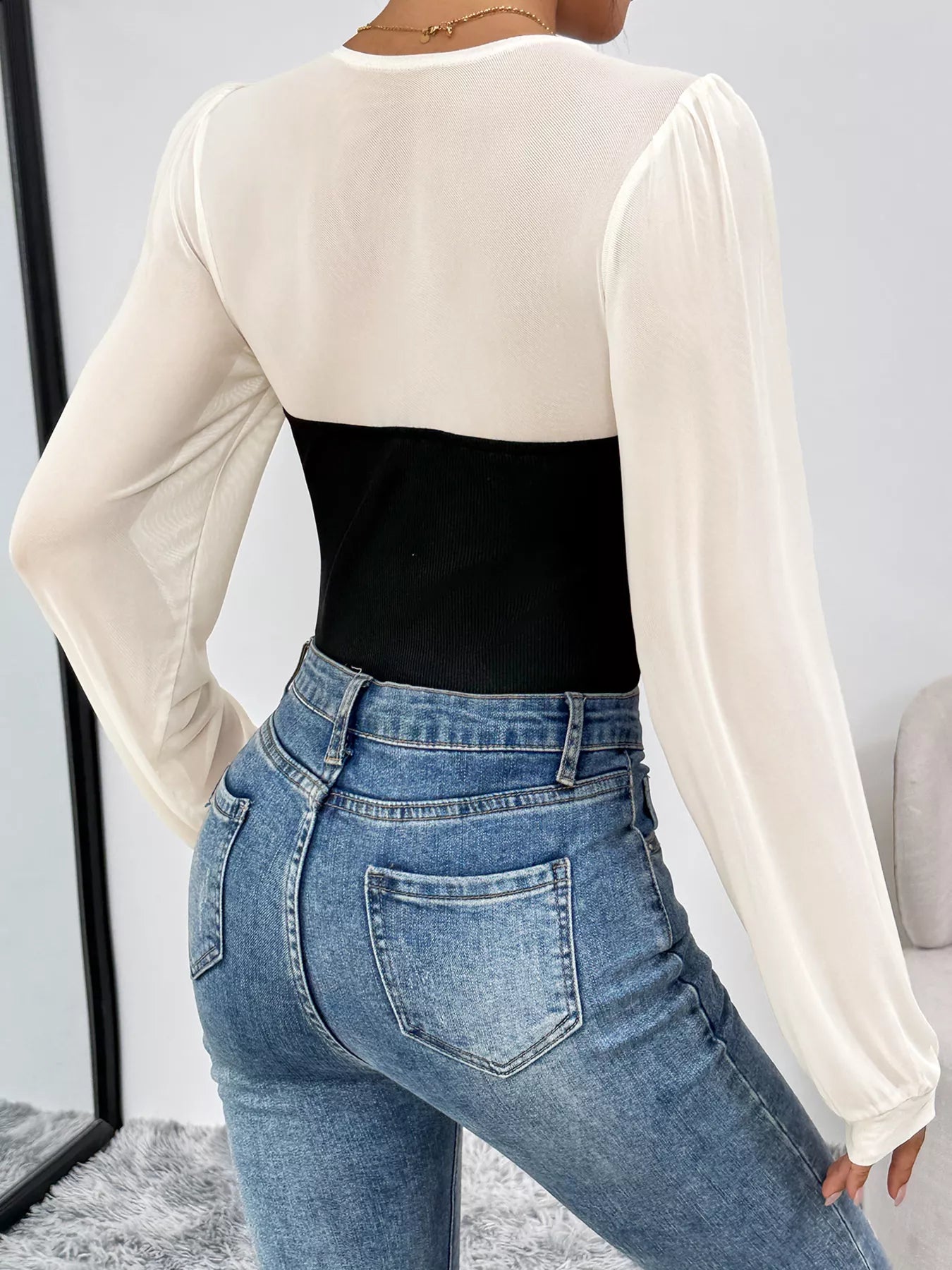 Two-Tone Long Sleeve Bodysuit
