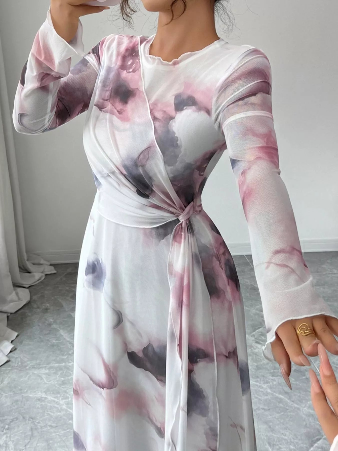 Tie-Dye Long Sleeve Maxi Dress
