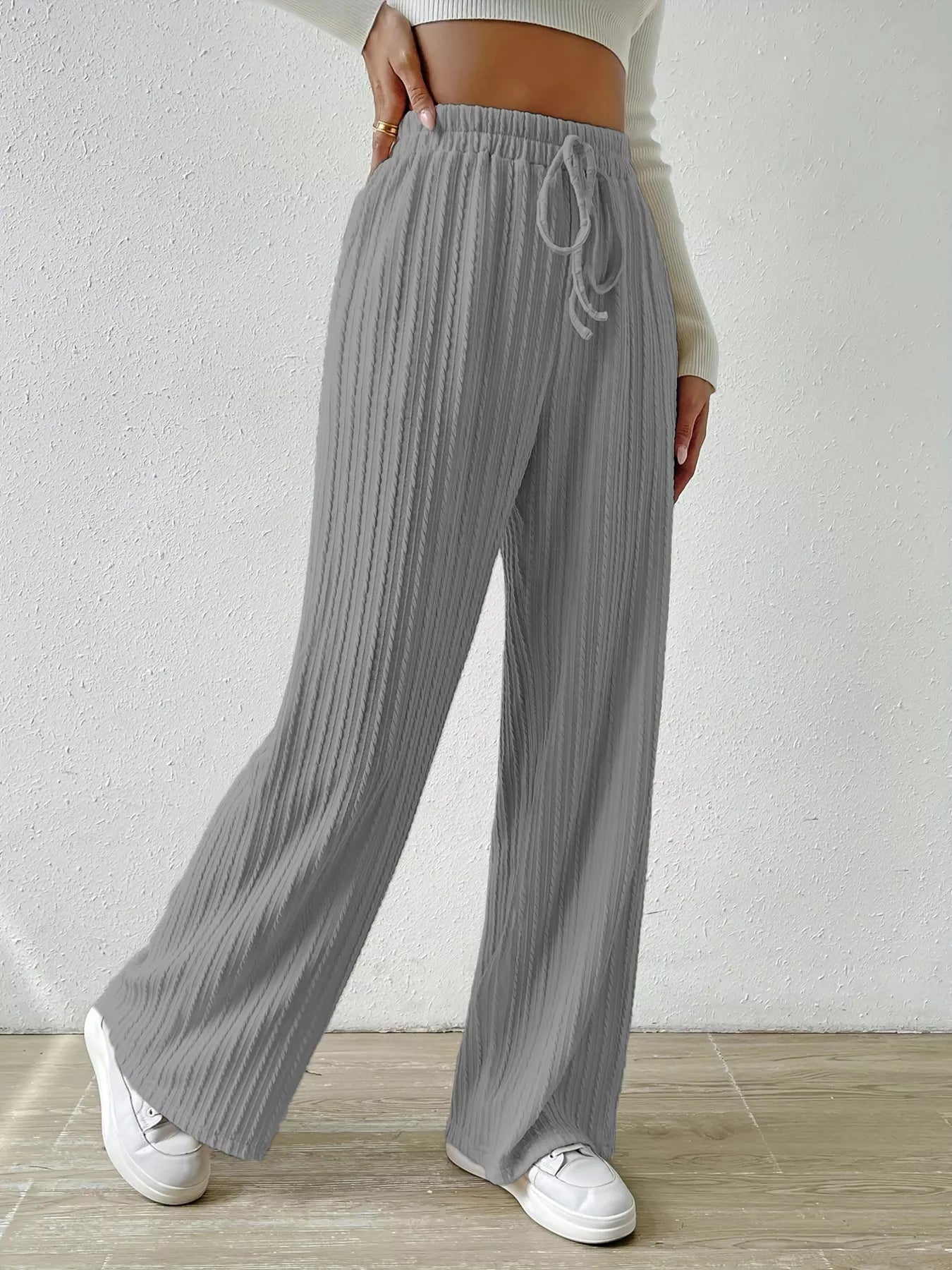 Drawstring Wide Leg Pants