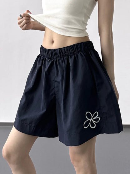 Elastic Waist Shorts Navy
