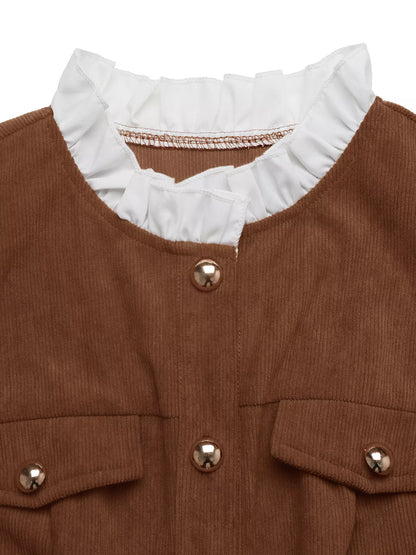 Button-Front Long Sleeve Dress