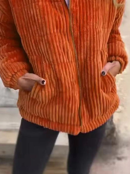 Full Size Zip Up Turtleneck Long Sleeve Winter Coat Plus Size