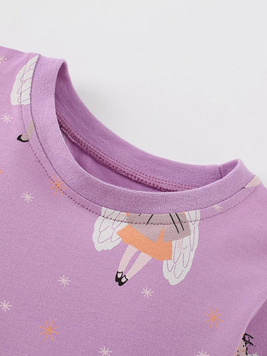 Children's Angel Print Long Sleeve Casual Dress