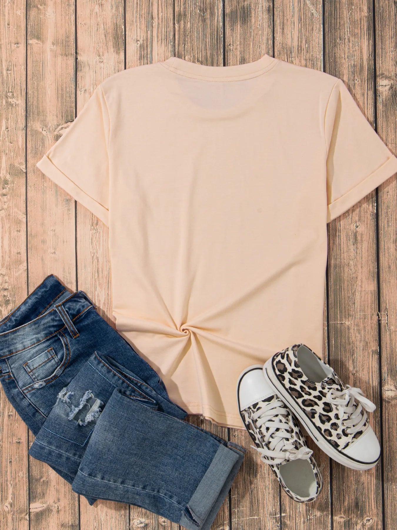 Sequin Horses Patched Casual Crewneck T Shirt