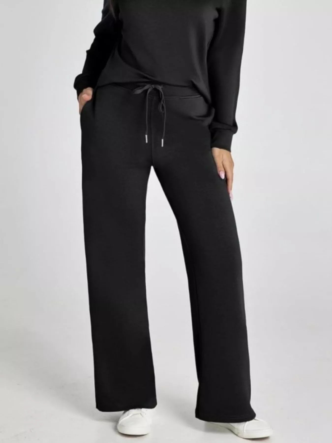 Full Size Johnny Collar Long Sleeve Top and Pants Plus Size