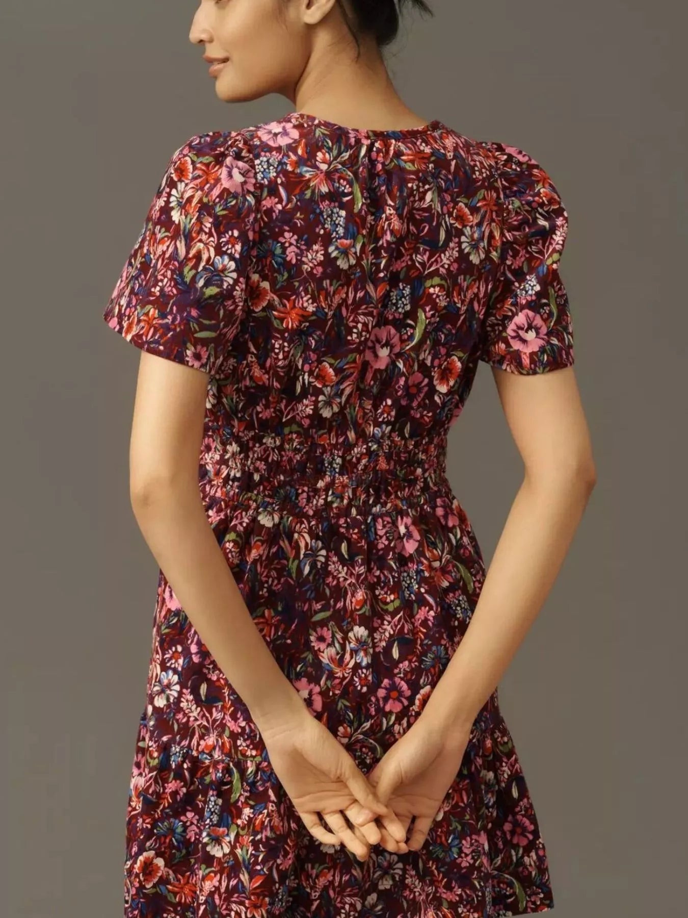 Printed Notched Short Sleeve Dress