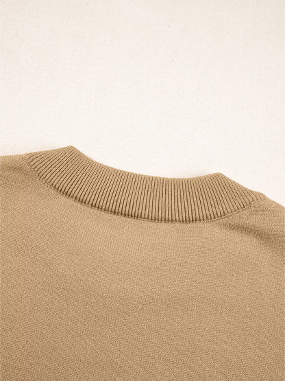 Center Seam Drop Shoulder Pullover Solid Sweater