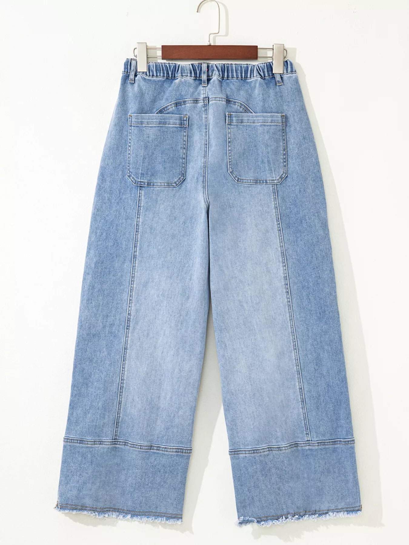 Wide Leg Drawstring Raw Hem Jeans