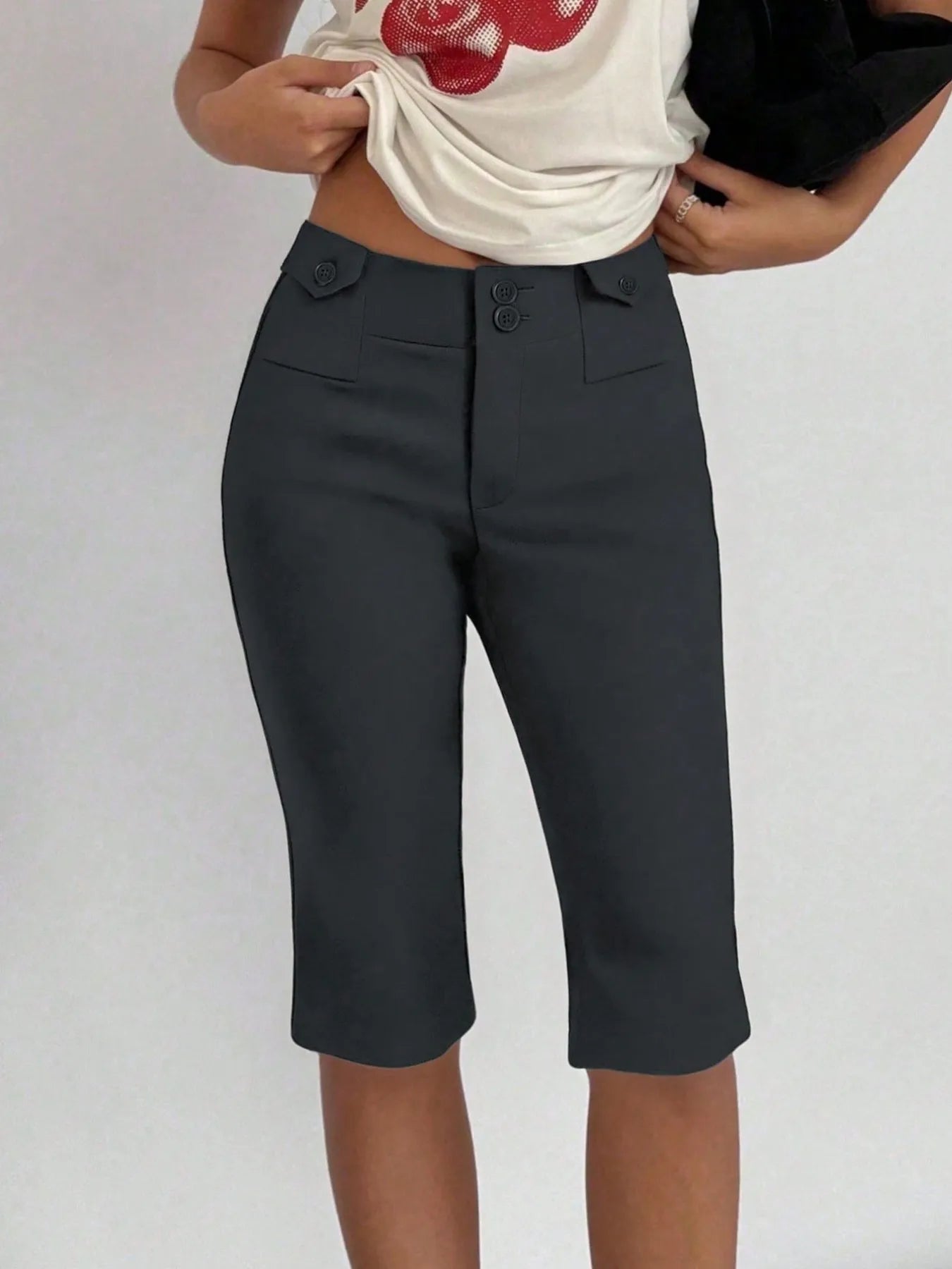 High-Waisted Shorts Dark Gray