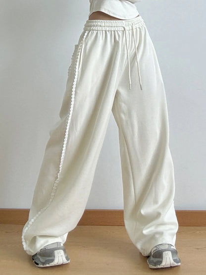 Loose Fit Wide Leg Casual Drawstring Pants