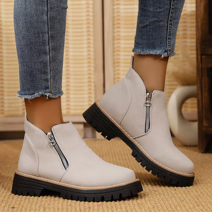 Ankle Boots with Zipper Accent