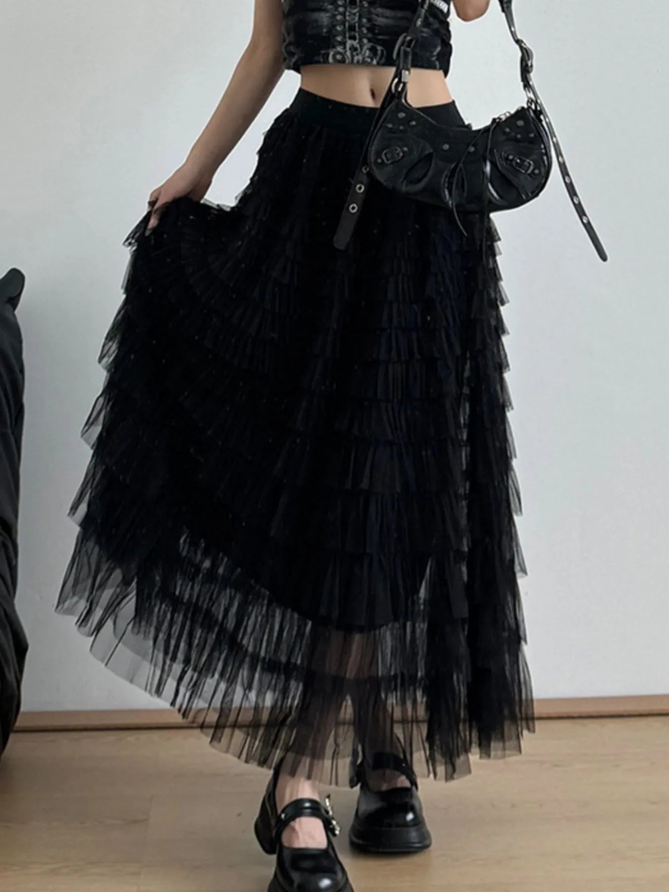 Tiered Tulle Maxi Skirt