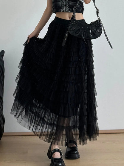 Tiered Tulle Maxi Skirt