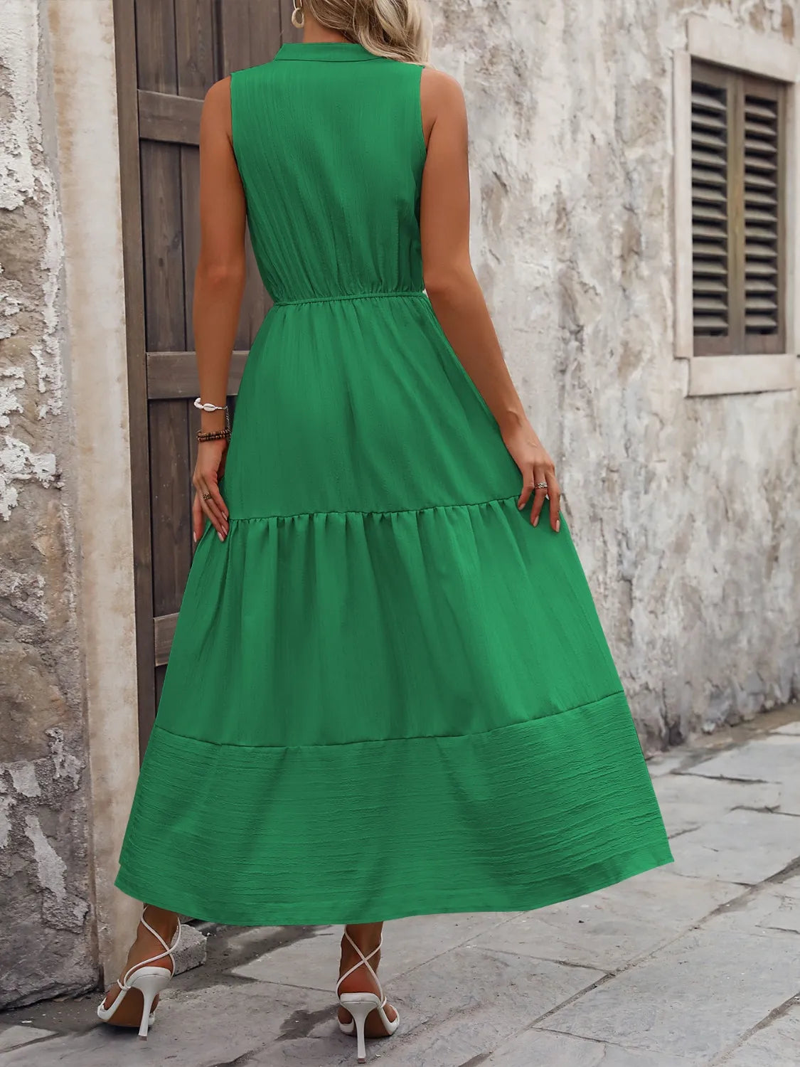 Notched Sleeveless Maxi Tank Dress