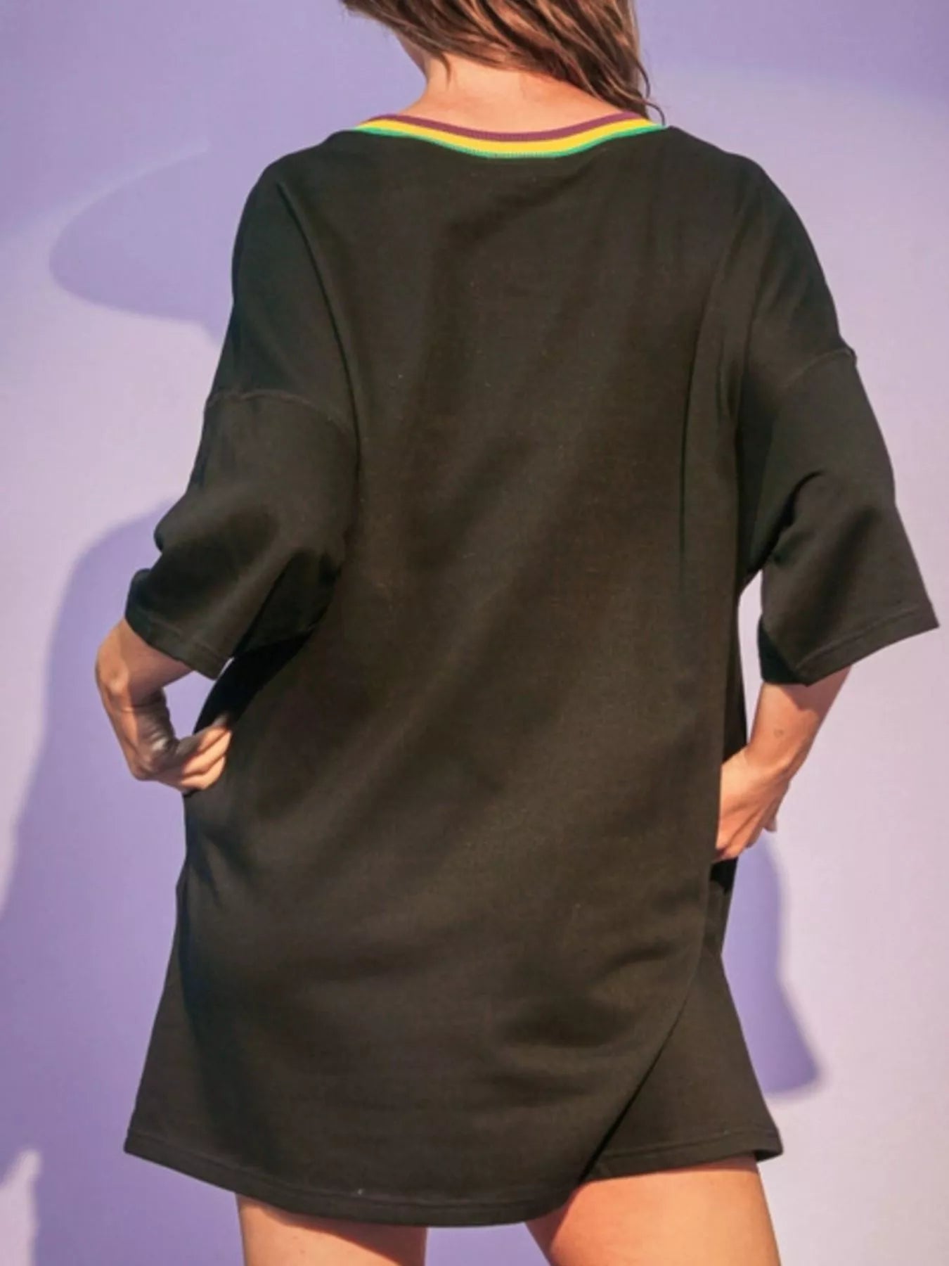 Sequin Round Neck 3/4 Sleeve Dress