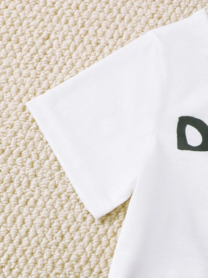 Children's Dinosaur Round Neck Top and Pants Set with Crossbody Bag