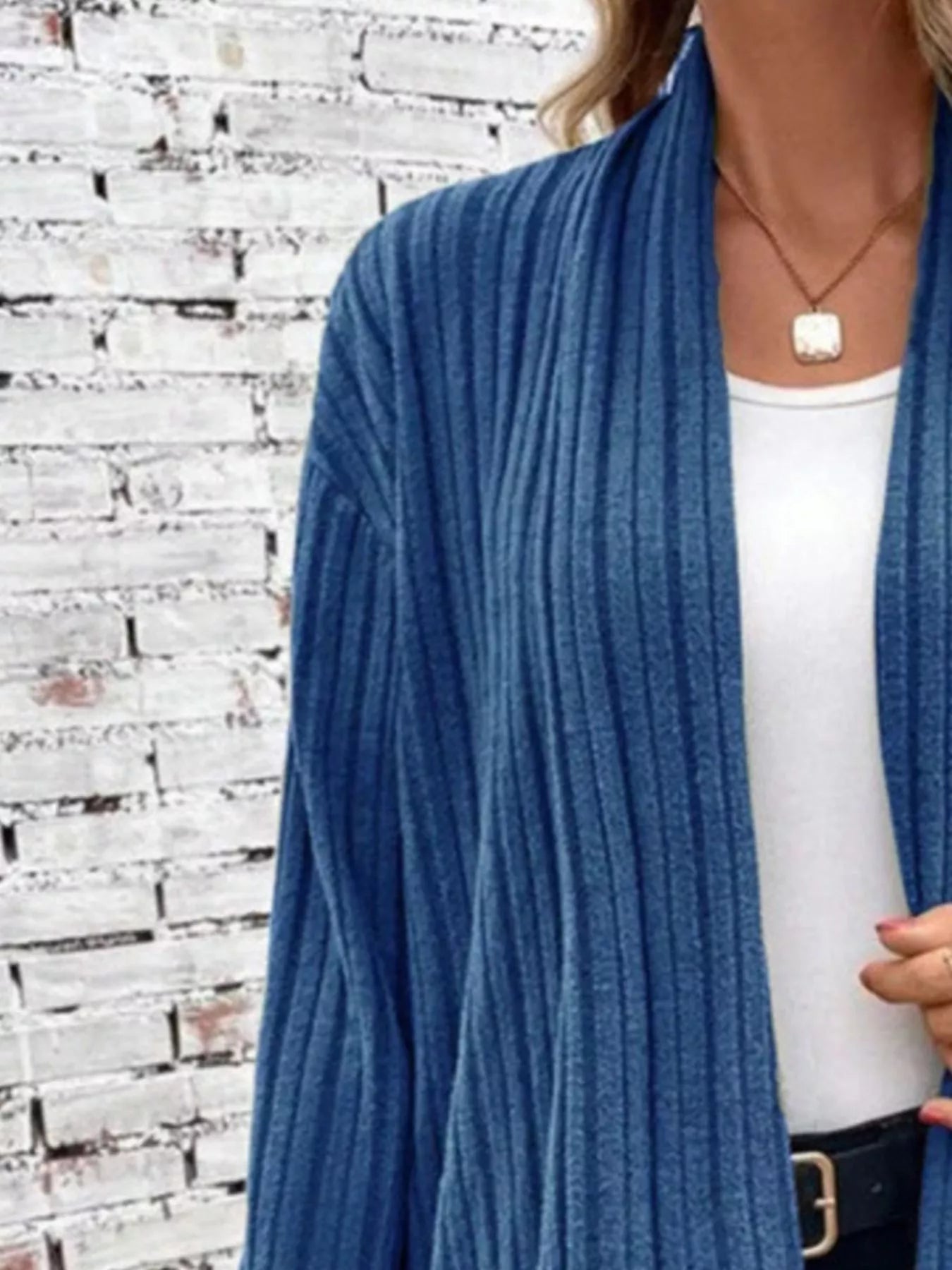 Full Size Ribbed Knit Open Front Cardigan Plus Size