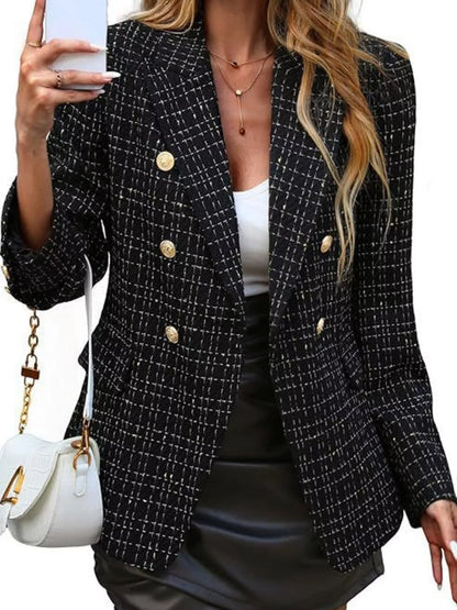 Double-Breasted Lapel Collar Blazer Black