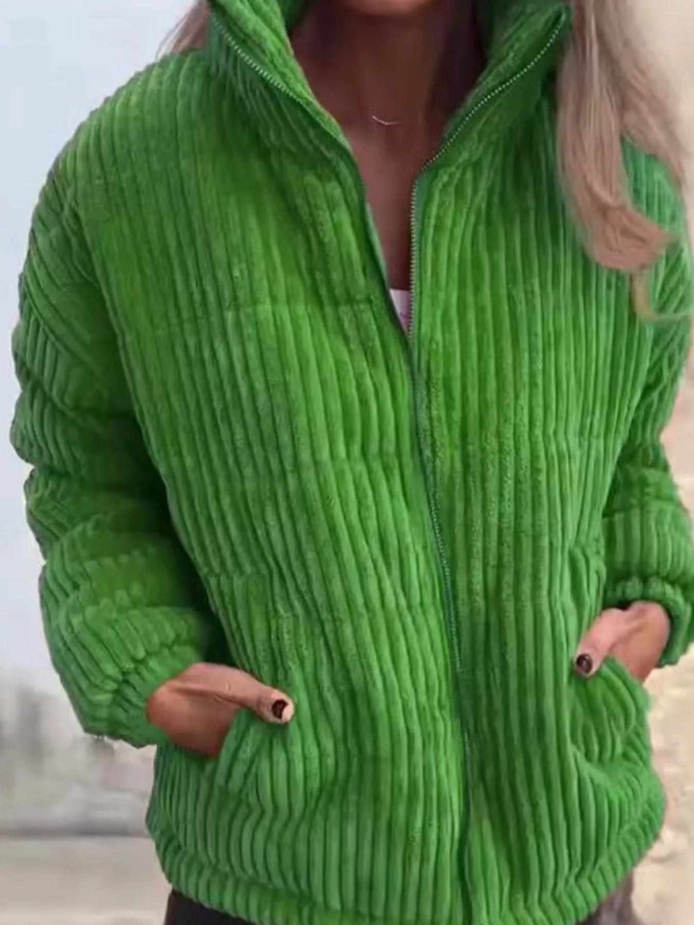 Full Size Zip Up Turtleneck Long Sleeve Winter Coat Plus Size