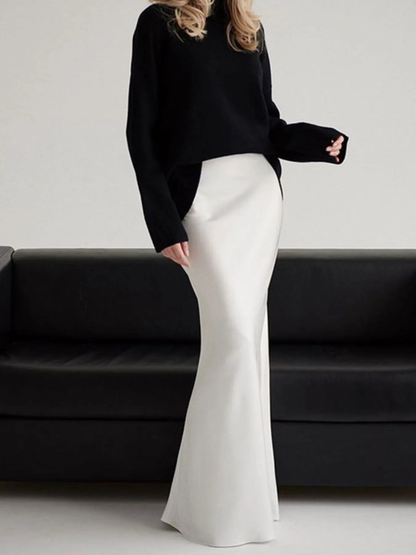 High-Waisted Maxi Skirt White