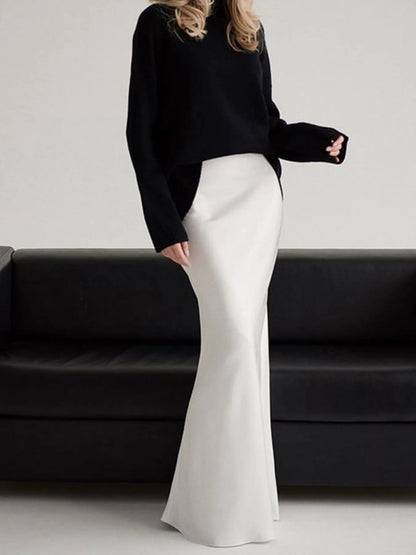 High-Waisted Maxi Skirt White