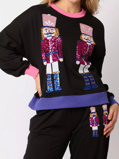 Nutcracker Contrast Trim Sweatshirt and Pants Set