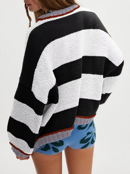 Color Block Round Neck Sweater