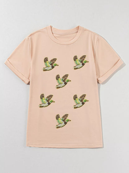 Flying Mallard Sequin Patched Short Sleeve Tee