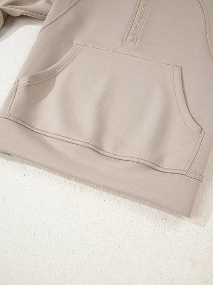 Half Zip Long Sleeve Hoodie and Pants 2pcs Outfit