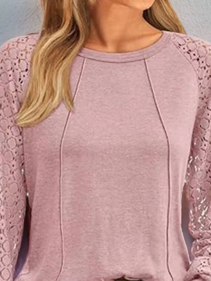 Round Neck Lace Sleeve Blouse