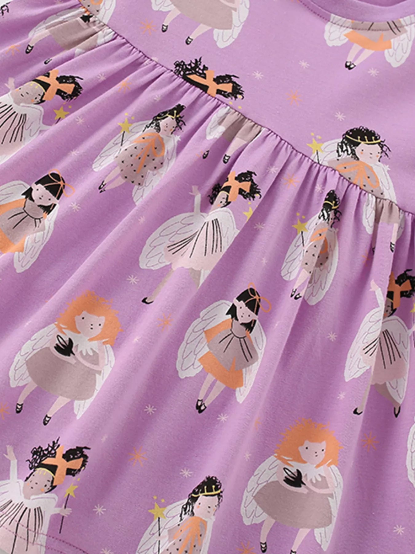 Children's Angel Print Long Sleeve Casual Dress