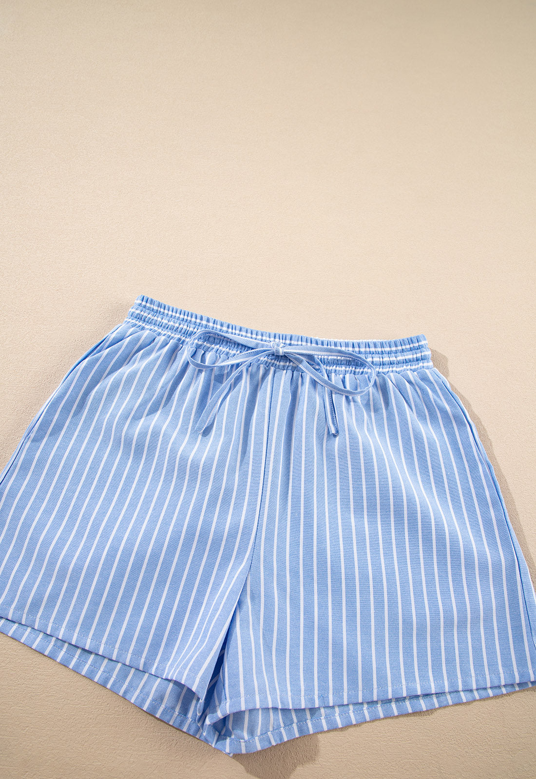 Striped Bowknot Detail Puff Sleeve Top and Shorts Set