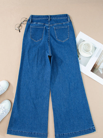 Seam Detail Flared Bottom Ankle Length Jeans