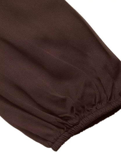 V-Neck Balloon Sleeve Midi Dress