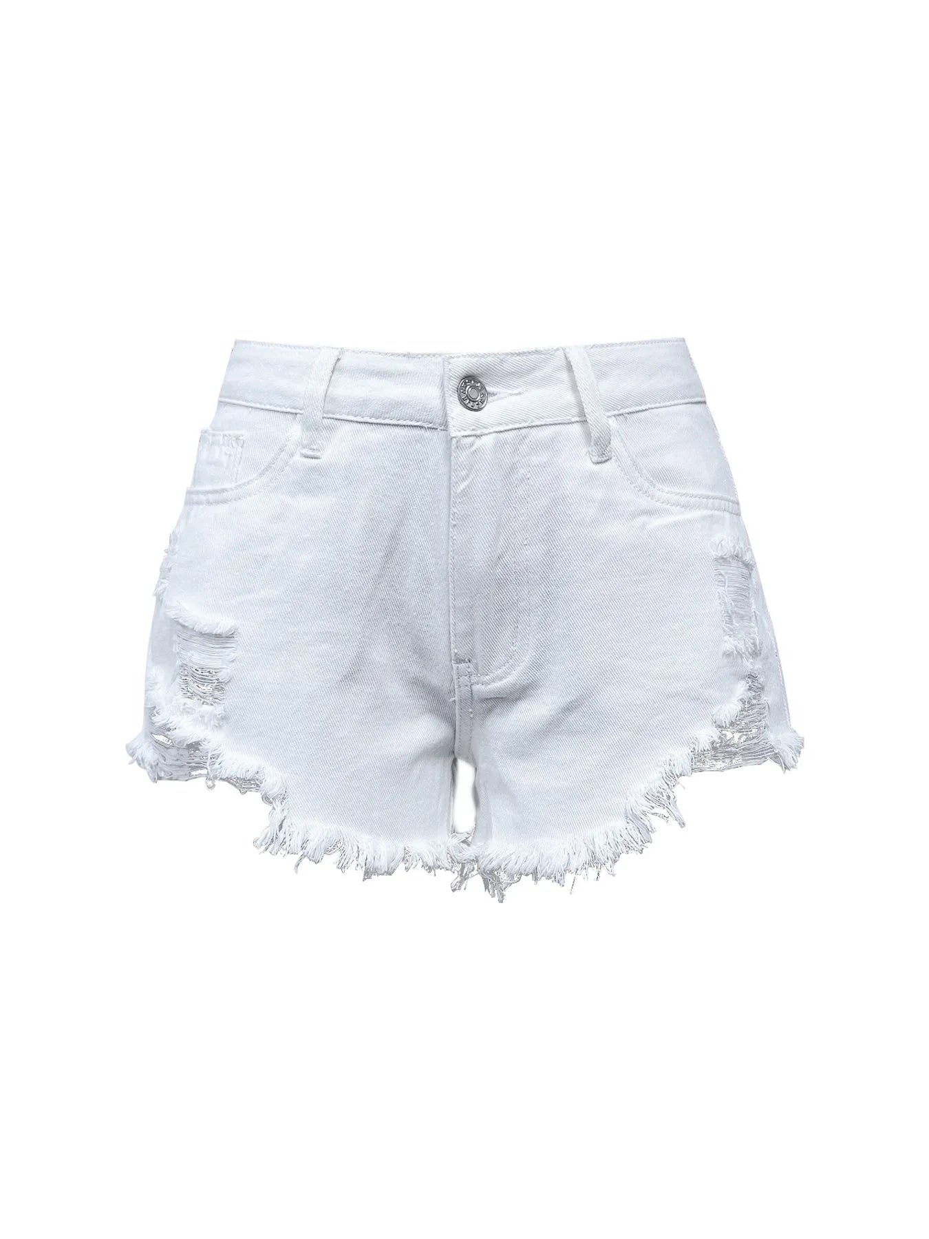 Raw Hem High Waist Denim Shorts