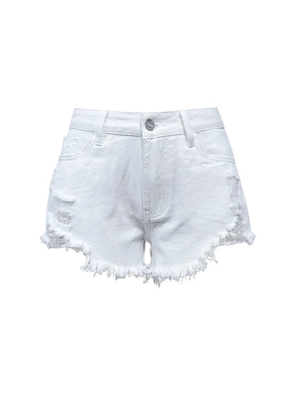 Raw Hem High Waist Denim Shorts